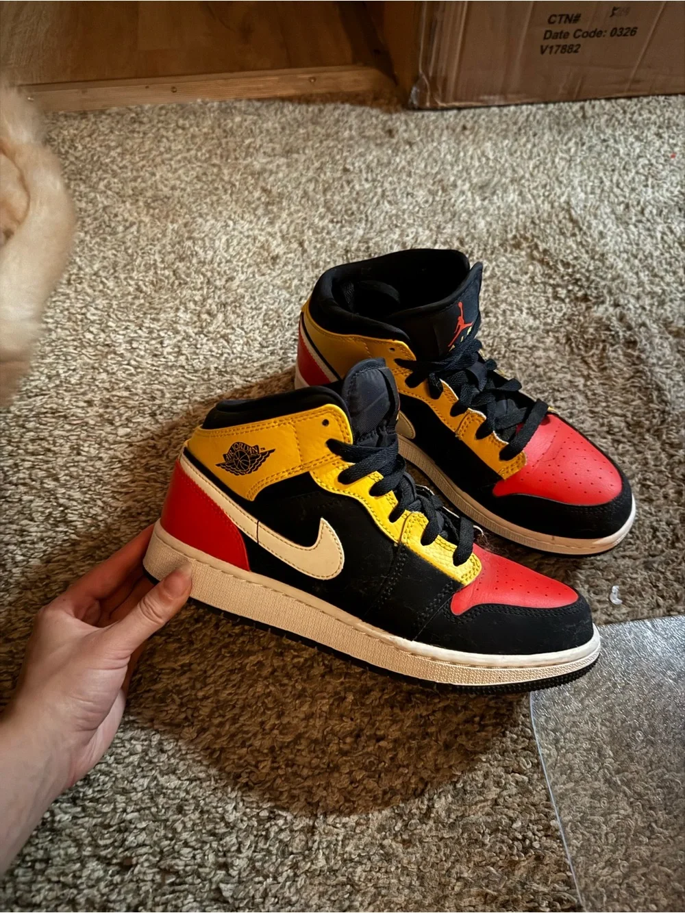Jordan High-Top Sneakers in yellow, orange, and black
